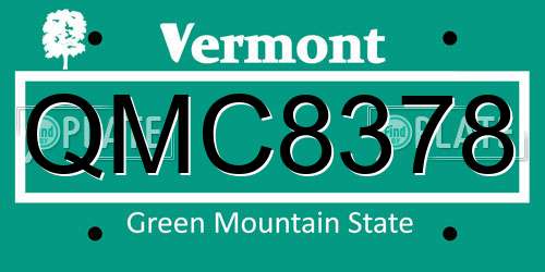 QMC8378 Vermont License Plate