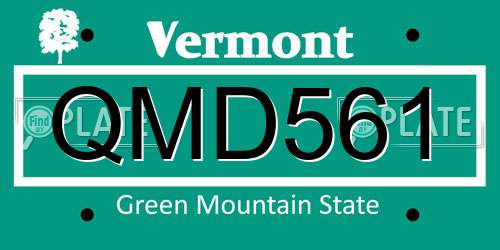 QMD561 Vermont License Plate