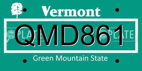 QMD861 Vermont License Plate