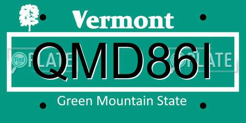 QMD86I Vermont License Plate