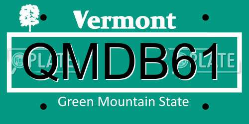 QMDB61 Vermont License Plate