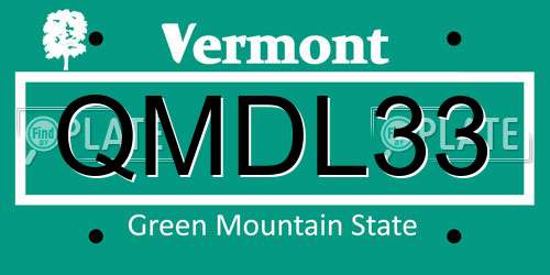 QMDL33 Vermont License Plate