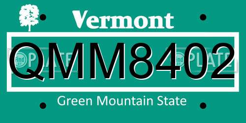 QMM8402 Vermont License Plate