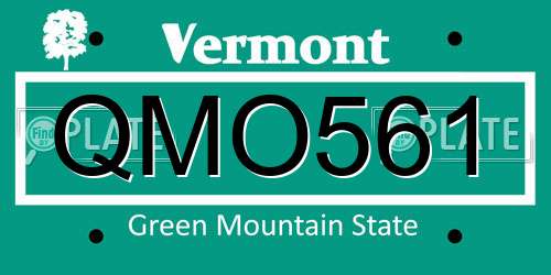 QMO561 Vermont License Plate