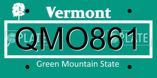 QMO861 Vermont License Plate