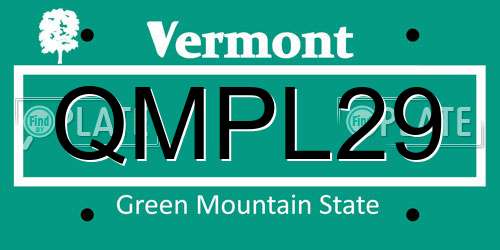 QMPL29 Vermont License Plate
