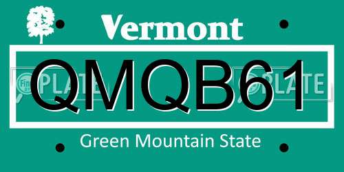 QMQB61 Vermont License Plate