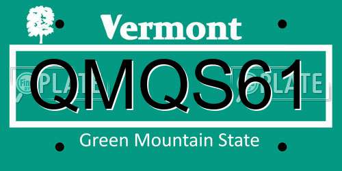 QMQS61 Vermont License Plate