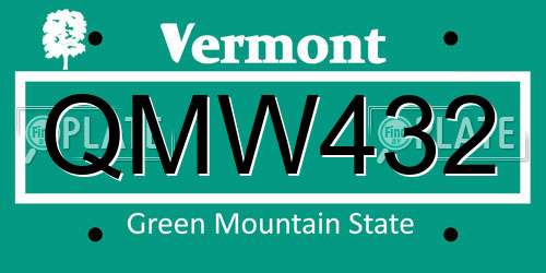 QMW432 Vermont License Plate