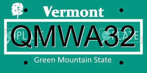 QMWA32 Vermont License Plate