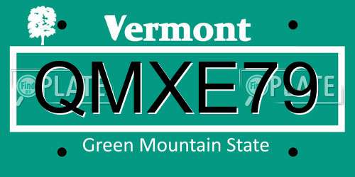 QMXE79 Vermont License Plate