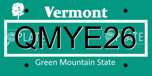 QMYE26 Vermont License Plate