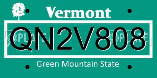QN2V808 Vermont License Plate