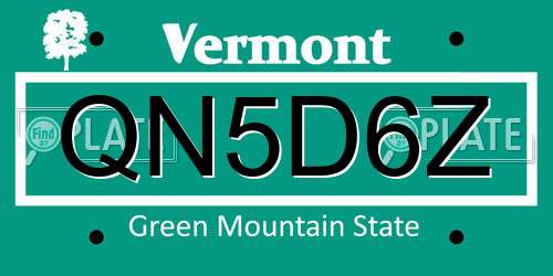 QN5D6Z Vermont License Plate
