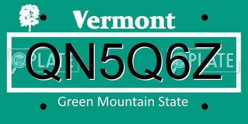 QN5Q6Z Vermont License Plate