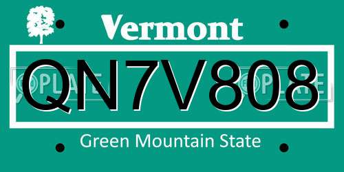QN7V808 Vermont License Plate
