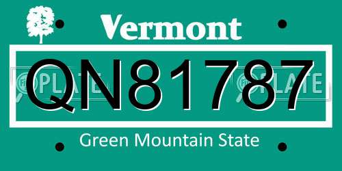 QN81787 Vermont License Plate