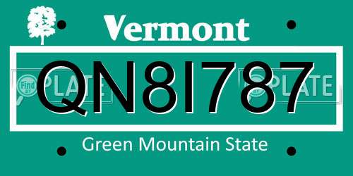 QN8I787 Vermont License Plate