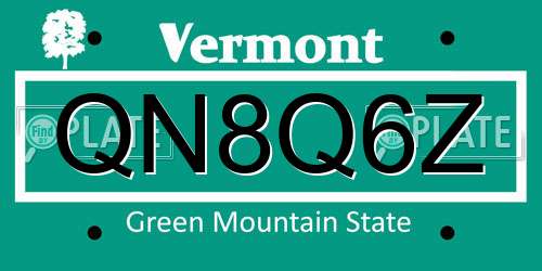 QN8Q6Z Vermont License Plate