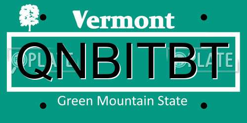 QNBITBT Vermont License Plate