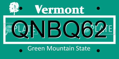 QNBQ62 Vermont License Plate