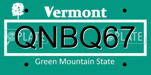 QNBQ67 Vermont License Plate
