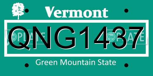 QNG1437 Vermont License Plate