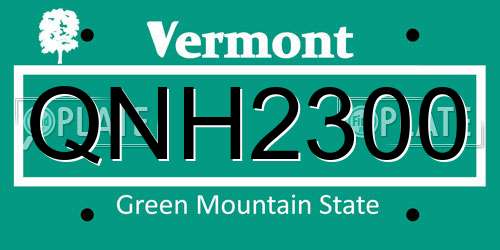 QNH2300 Vermont License Plate