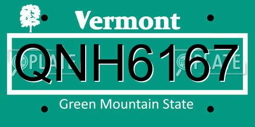 QNH6167 Vermont License Plate
