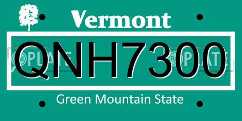 QNH7300 Vermont License Plate