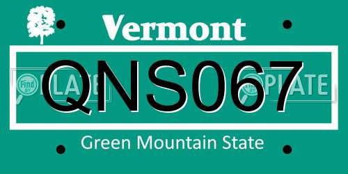 QNS067 Vermont License Plate