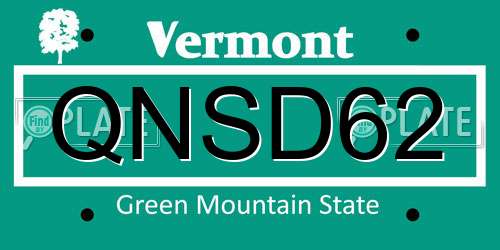 QNSD62 Vermont License Plate