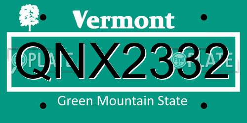 QNX2332 Vermont License Plate