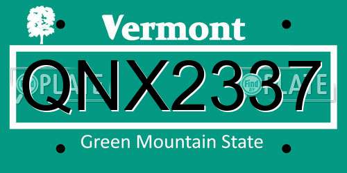 QNX2337 Vermont License Plate
