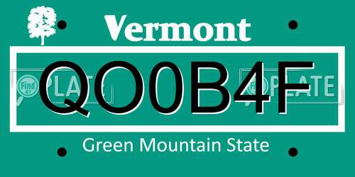 QO0B4F Vermont License Plate