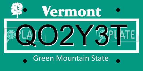 QO2Y3T Vermont License Plate
