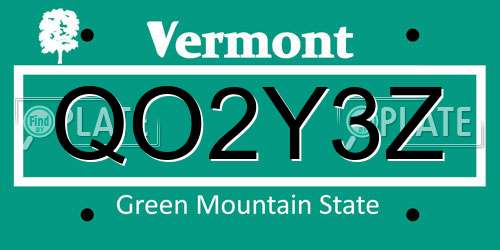QO2Y3Z Vermont License Plate