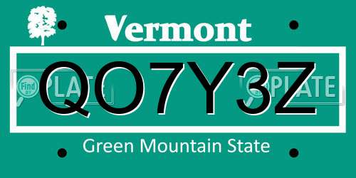 QO7Y3Z Vermont License Plate