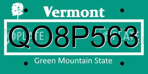 QO8P563 Vermont License Plate