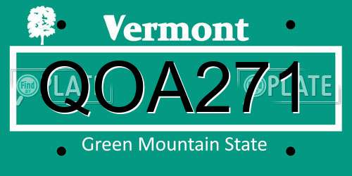 QOA271 Vermont License Plate