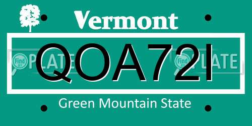 QOA72I Vermont License Plate