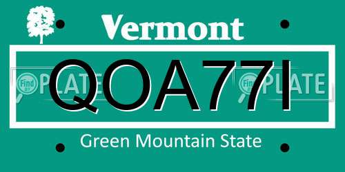 QOA77I Vermont License Plate