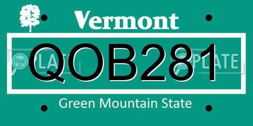 QOB281 Vermont License Plate