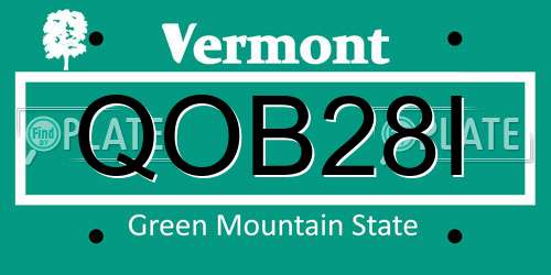 QOB28I Vermont License Plate