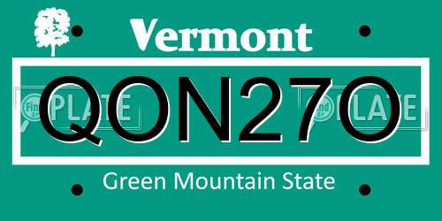QON27O Vermont License Plate