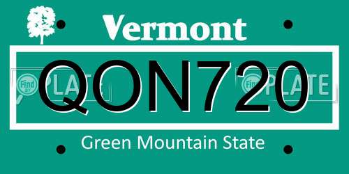 QON720 Vermont License Plate