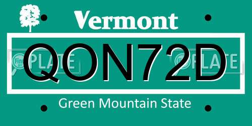 QON72D Vermont License Plate