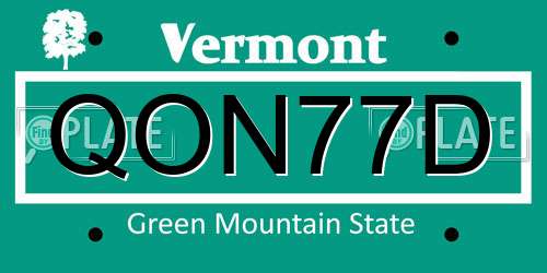QON77D Vermont License Plate