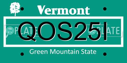 QOS25I Vermont License Plate