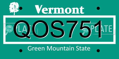 QOS751 Vermont License Plate